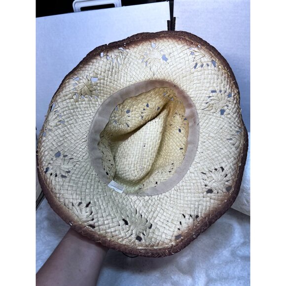 Western Straw Cowboy Hat With Bead Trim - Picture 4 of 9